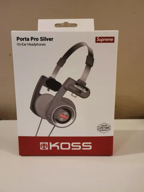 Koss Porta Pro Classic On-Ear Headphones, Retro Style, 3.5mm Wired Plug,  Durable, Black/Silver