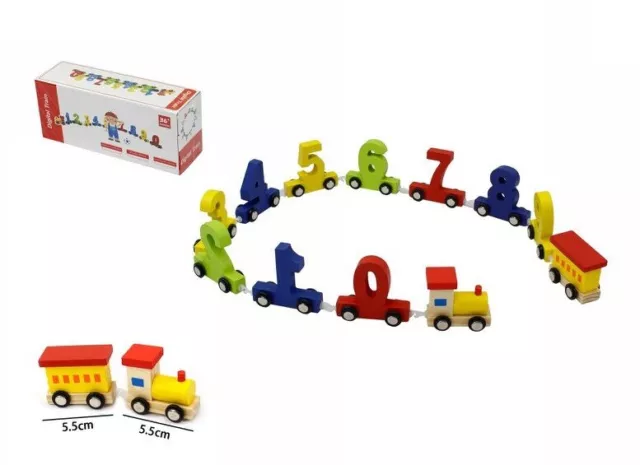 Treno Trenino In Legno Con Numeri Gioco Giocattolo Educativo Bambini dfh