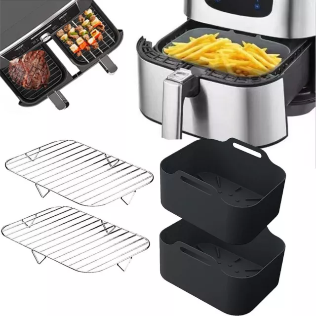 Silicone Air Fryer Liners For Ninja Dual Air Fryer, Reusable Air Fryer  Silicone Liner For Ninja Dual Air Fryer