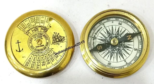 Bussola Nautica Antik 2000 Con Timer In Ottone – Elegante Regalo In Scatola Di Legno