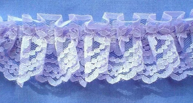 40mm Lilac Box Pleated Nylon Lace (per metre)