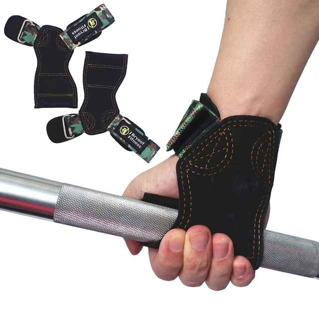 1 pair Weight Lifting Wrist Straps Hooks Rubber Palm Padding Hand Support