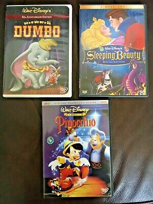 Walt Disney Classic DVDs ( LOT OF 3) SEE PIC Sleeping Beauty Dumbo Pinocchio SET