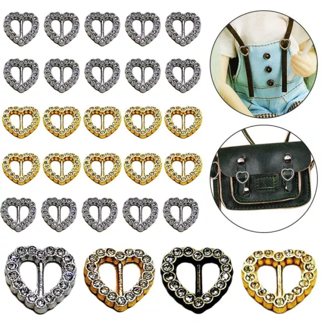 10pcs Newest Heart Diamond 5mm Doll Bags Buckles  Diy Doll Accessories