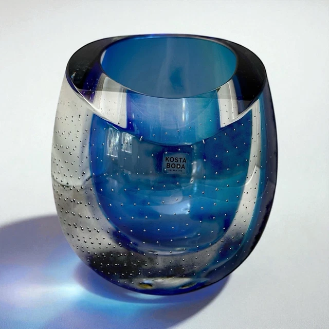 KOSTA BODA GORAN Warff Seaside Blue Vase 49808 Exc Condition