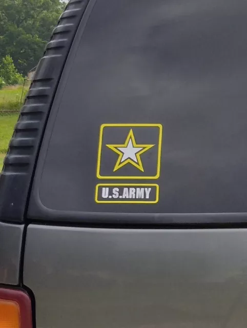 Us Army Star Logo Military Vinyl Decal Sticker Car Window  White/Yellow 4.5X6