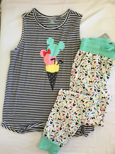 NWT Disney Store Mickey Mouse Minnie Mouse Pajama set PJS Women Adult ice cream