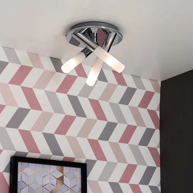 Ceiling Light Fitting Chrome LED 3 Way Cross Over Frosted Glass Shades Lampshade