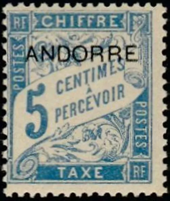 ANDORRE FRANCAIS STAMP TIMBRE - TAXE N° 1 " TIMBRE DE 1893 5c " NEUF xx TTB