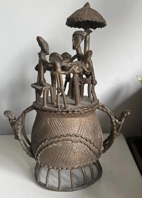 Ashanti Bronze Kuduo Container Benin Bronze Vessel for Gold Dust