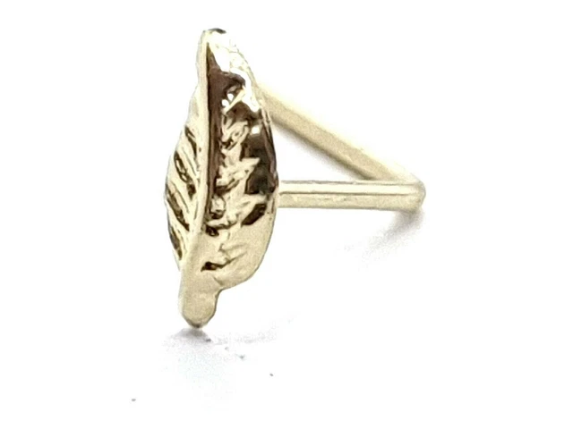 Stud de nariz Gold Feather 9k 22g (0.6mm) 9ct Die Cut Delicate L Bent Pure...