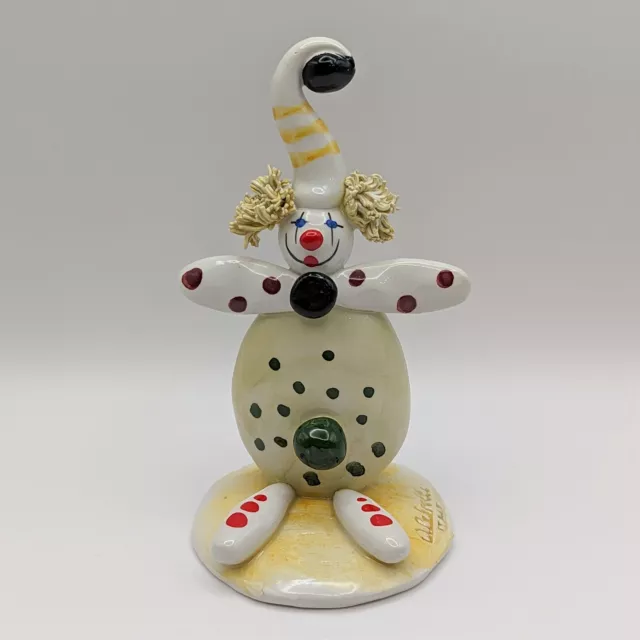 Cabrelli Clown Figurine Spaghetti Hair Whimsical Polka Dot Capodimonte