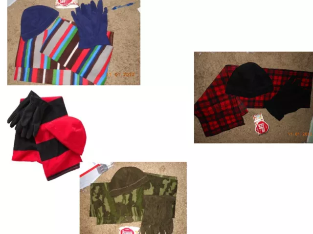 Nwt Old Navy Mens 3 Pc Fleece Set Scarf,  Beanie,  And Hat 4 Color Choices