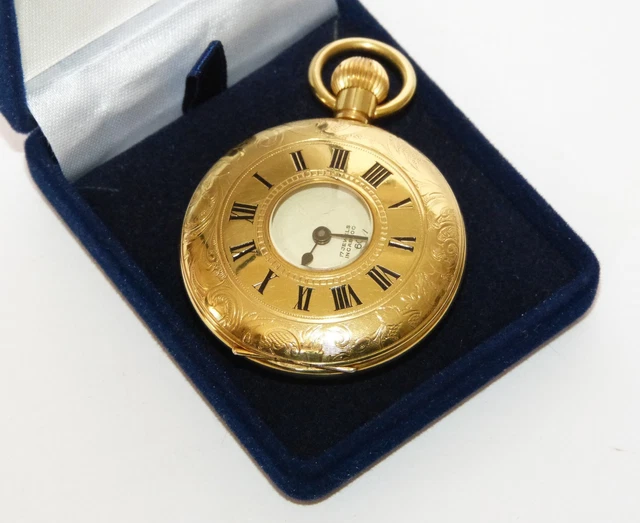 VINTAGE GRADUS GOLD Plated HALF HUNTER Swiss POCKET WATCH Incabloc
