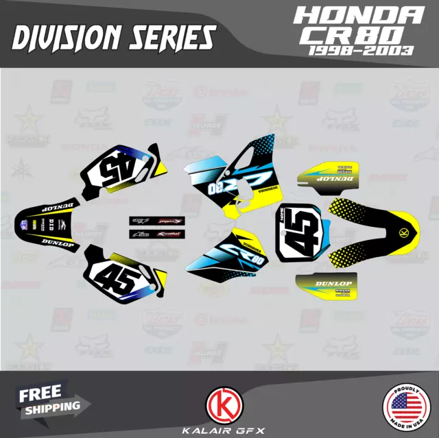 Graphics Kit for Honda CR 80 1998-2003 CR80 DIVISION-Yellow