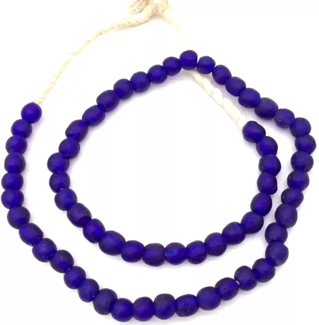 8mm Ghana Cobalt Blue Krobo recycled Glass African trade Beads-Ghana