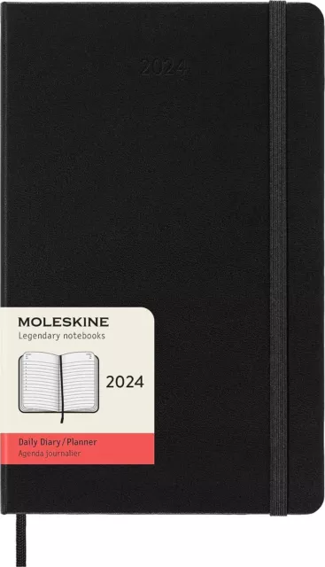 Moleskine Agenda Giornaliera 12 Mesi 2024,  Formato large, copertina rigida