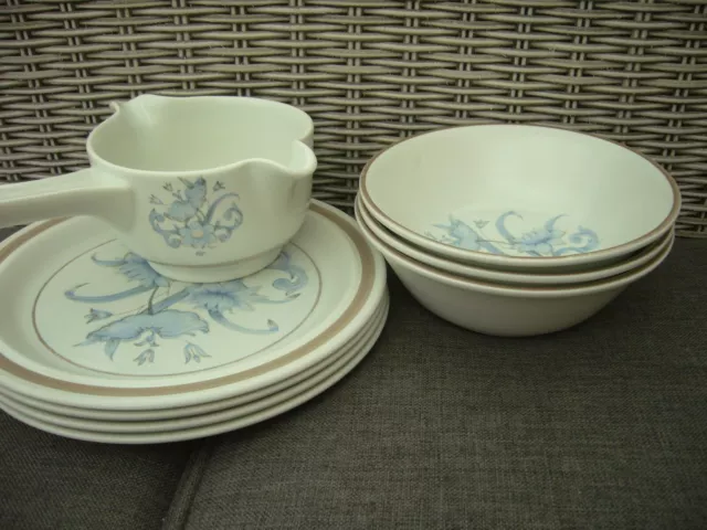 Vintage Royal Doulton Lambeth Stoneware Blue Inspiration plates bowls gravy boat