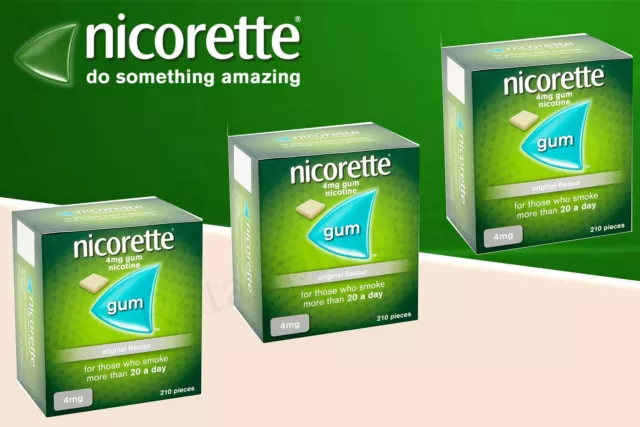 3 Pack Of Nicorette Original Flavour Gum 4mg  (210 Pieces)  Expiry December 2025