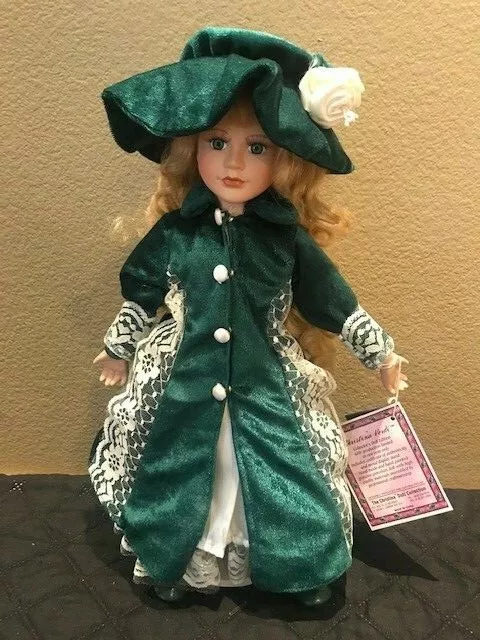Christina Collection doll 1996 16" Christina Verdi Porcelain Green Dress COA Tag