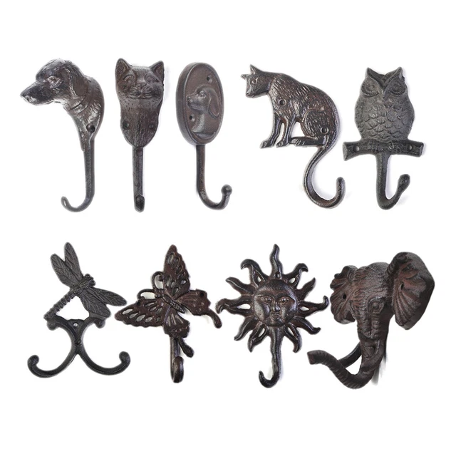 Vintage Rustic Cast Iron Animal Design Coat Hooks Rack Decorative Wall Mounted