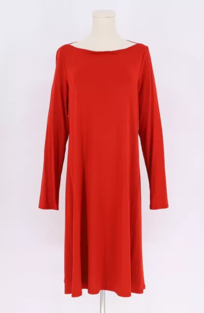 NWT Eileen Fisher Viscose Jersey Bateau Neck Dress in Dark Orange Size M