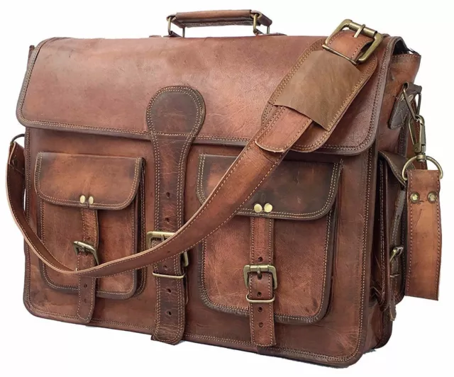 Men's Retro Leather Messenger Shoulder Bag Satchel 15" Laptop Briefcase Bag