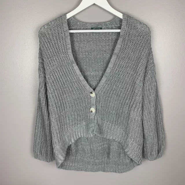 Wild Fable Womens XS Cardigan Sweater Open Front Buttons Chunky Knit Gray