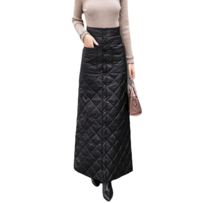Donna Gonna trapuntata Vita alta Spessa Puffer Antivento Zip Calda Matita Calda 