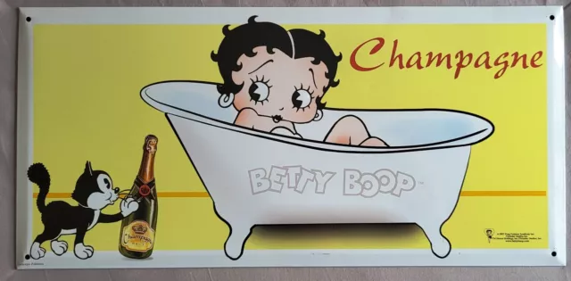 Grande TOLE - PLAQUE - Betty BOOP - Champagne 21,5 X 45 cm