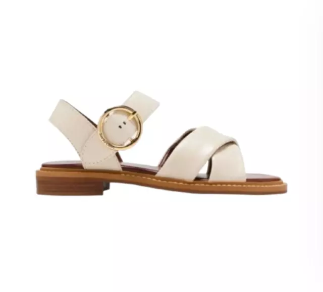 NWOB See by Chloe Lyna Sandals Womens 38 8 Cream Leather Buckle Criss Cross NEW