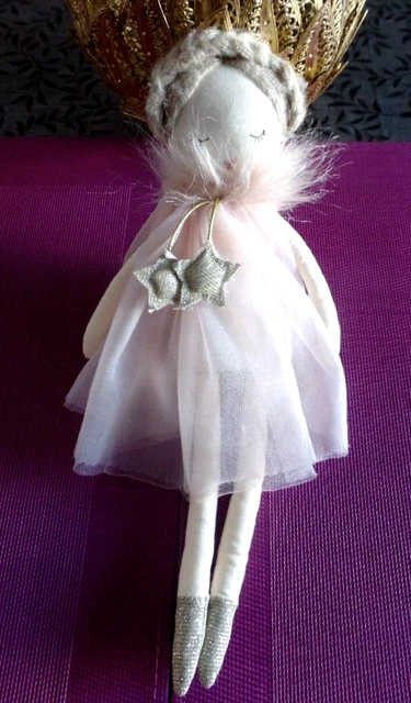 B16G / doudou peluche poupée robe rose tulle étoiles dorées MAISONS DU MONDE