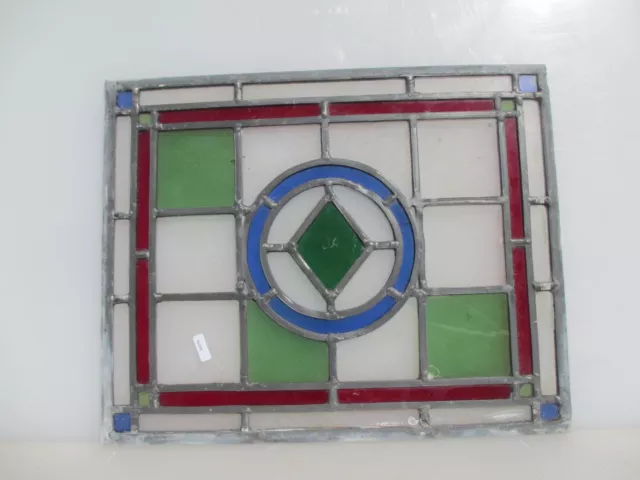 Vintage Stained Glass Window Panel Leaded Old 17.25" x 14"