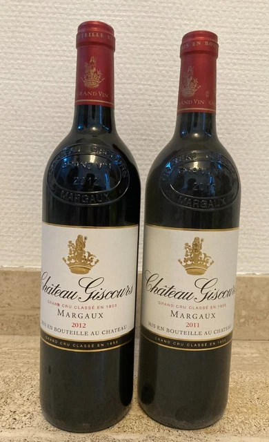Lot 2 Bouteilles Château GISCOURS 2011 et 2012 Margaux GCC - vin rouge