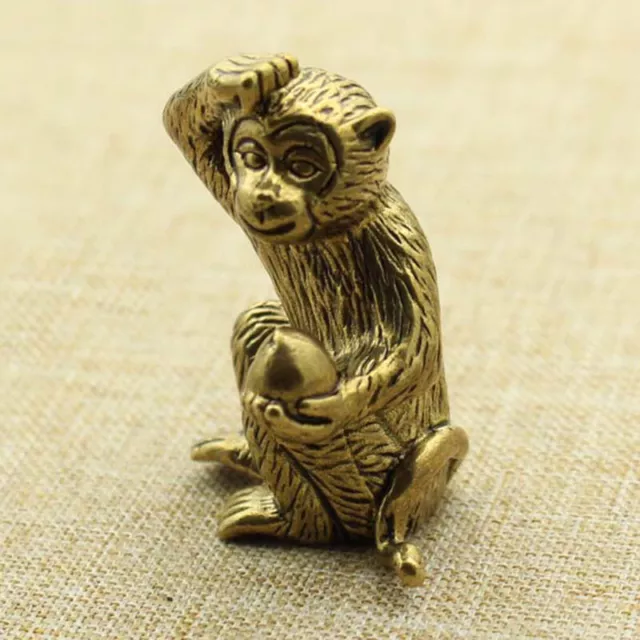 Brass Monkey Figurines Small Statue Home Office Ornament Animal Figurines Toys