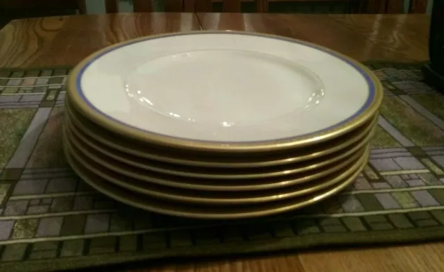Syracuse China O.P.CO. OLD IVORY WAYNE Blue 10.25” Lg Dinner Plates (SET of 6)