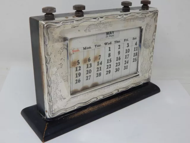 Silver Fronted Desk Calendar Hallmarked Birmingham c.1934 King George V Hallmark