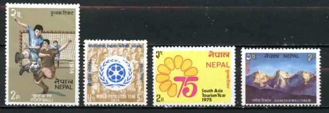 Nepal 1974 & '75, Scott #285, 287, 302, 308, MNH.