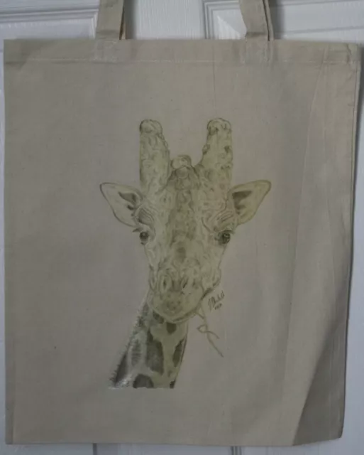 Giraffe Original Artwork on Canvas and Cotton Bags 2 designs (Pencil or Pastels) 3