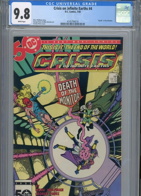 Crisis On Infinite Earths #4 Mt 9.8 Cgc White Pages Perez Cover And Art Wolfman