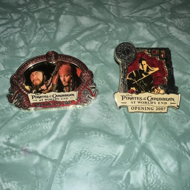 2 Disney Wdw Pirates Of The Caribbean At Worlds End 2007 Le 1500 & Le  4000 Pins