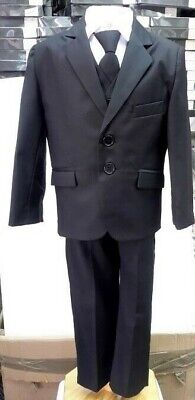 Brand New Boys Formal 5 Piece Suit Boy Prom Wedding Black  Ages 1 To 14