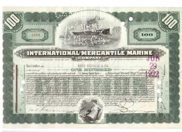 IMM International Mercantil Marine 1921 Titanic White Star Line