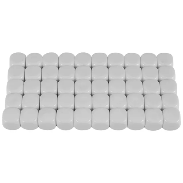 50 Pack 16MM Blank White Set Acrylic Rounded D6 Cubes for Game,PaN3