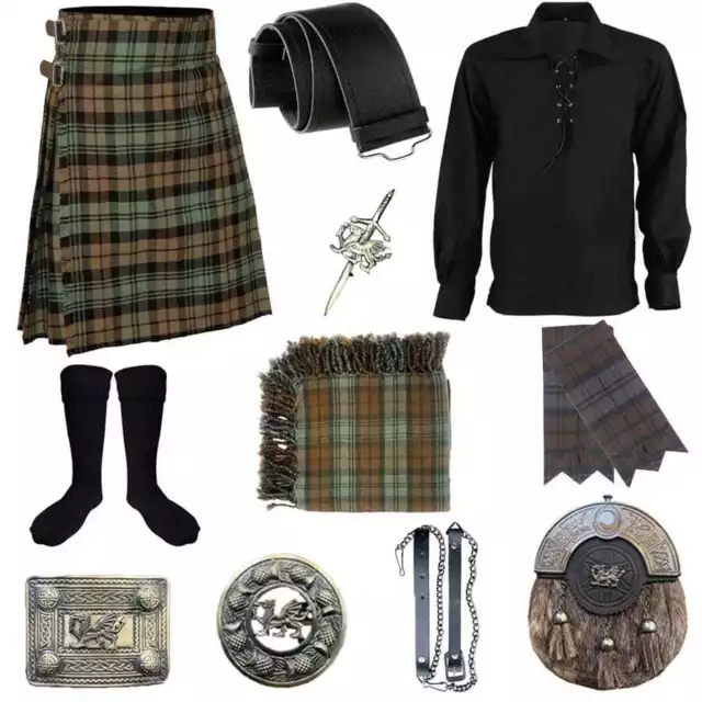 Scottish Black Watch Weather Antique Walsh Dragon Kilt Outfit Wedding Kilt Dress