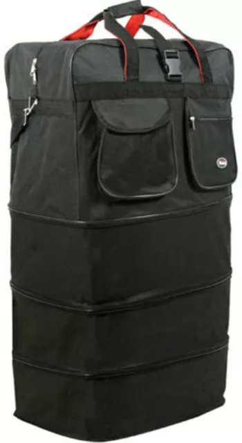36" Black Rolling Expandable Duffle Bag Spinner Suitcase Luggage - 8 Wheels 2