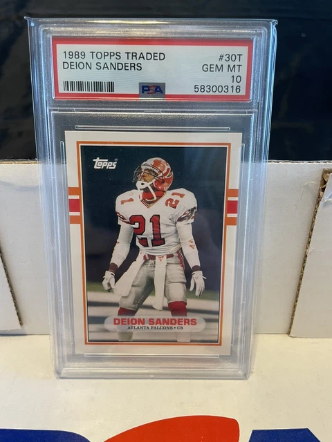 1989 Topps Traded Deion Sanders HOF Rookie Card # 30T Graded PSA 10 GEM MINT!