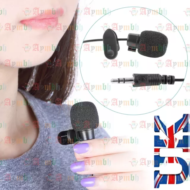 Black 3.5mm Hands Free Tie Clip on Mini Lapel Microphone For Laptop Computer PC