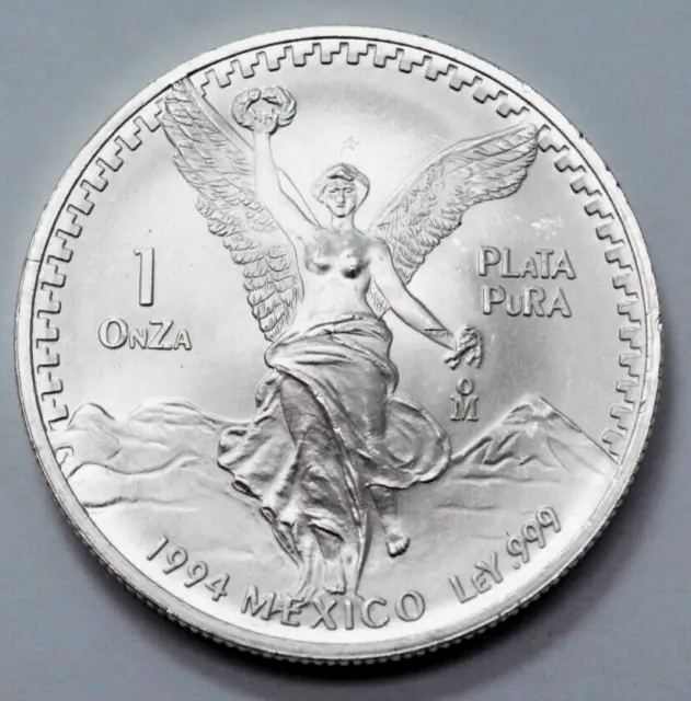1994 UNC 1 Oz 999 Fine SILVER MEXICO Libertad Pura Plata Coin Round! No Reserve