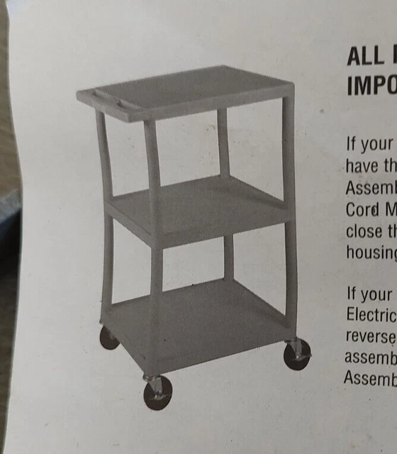 24" x 18" x ? Grey 3 Shelf Plastic Utility Cart with Electric